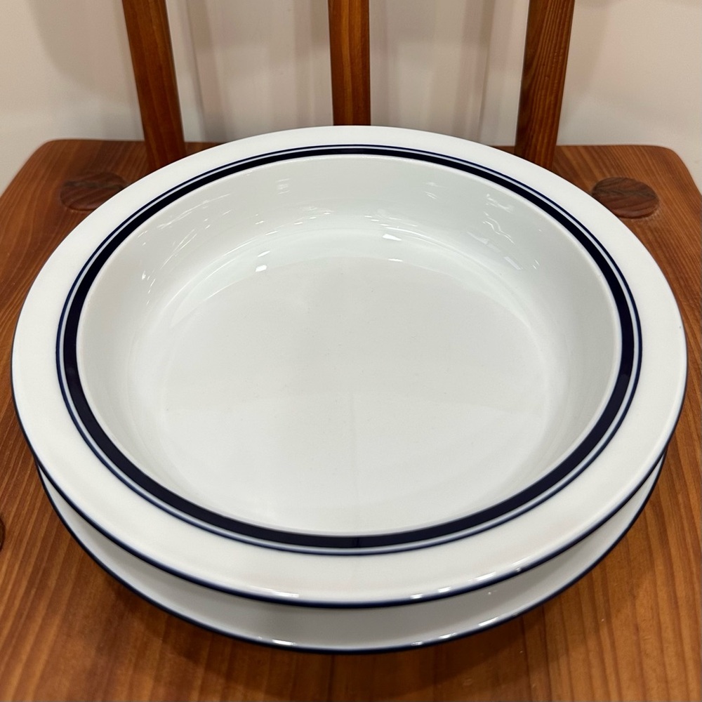 Dansk Classic White Dinnerware with Navy Accents